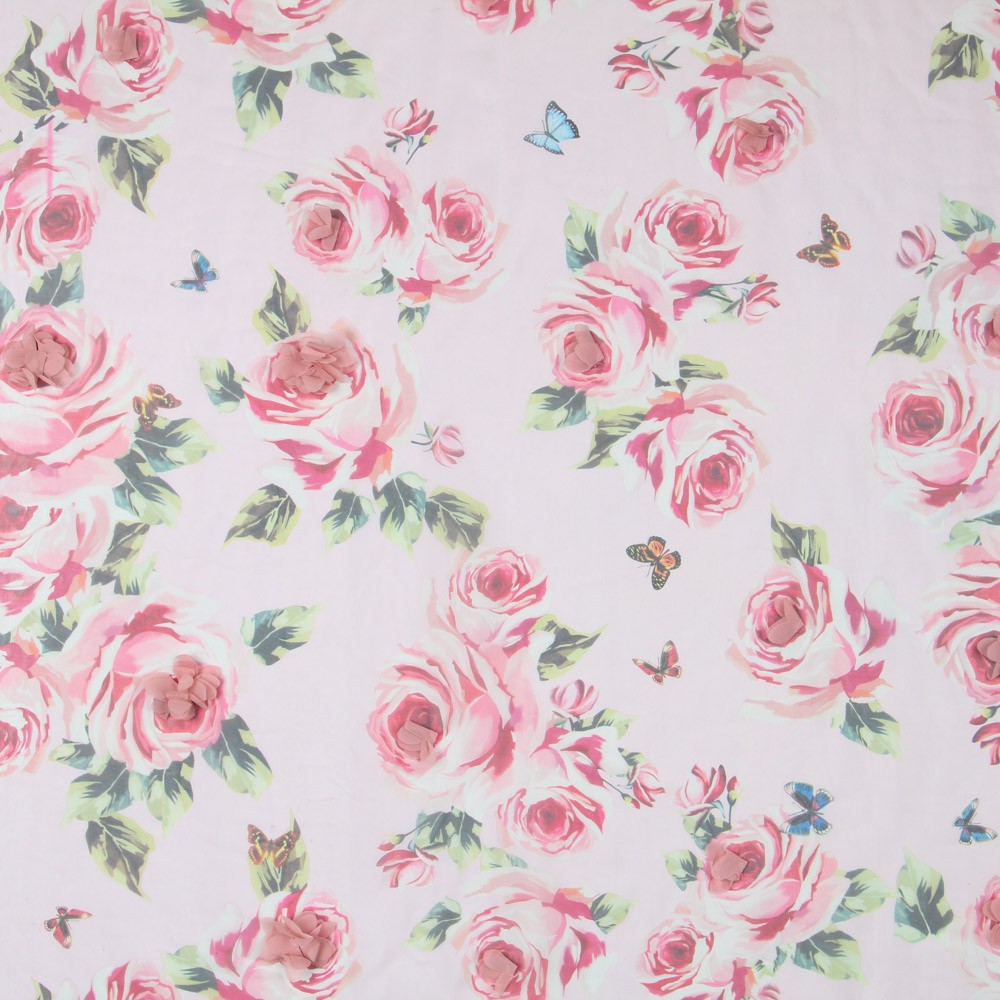 Gaze Polyester Fantasie Rosa Blume - Ribes y Casals