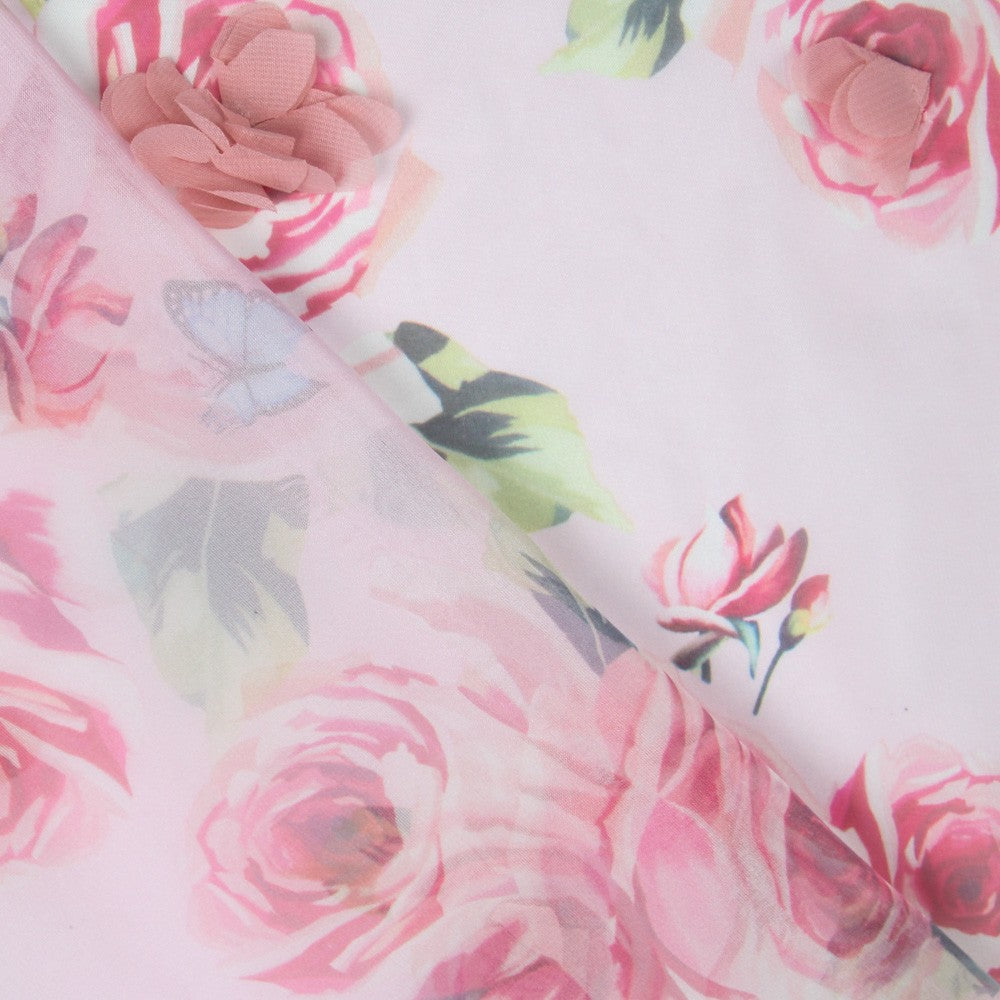 Gaze Polyester Fantasie Rosa Blume - Ribes y Casals