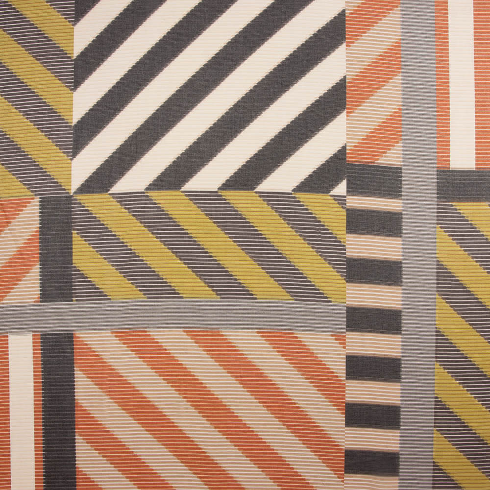 Geometrisches Polyester-Gaze-Tuch in Braun und Grün - Ribes y Casals