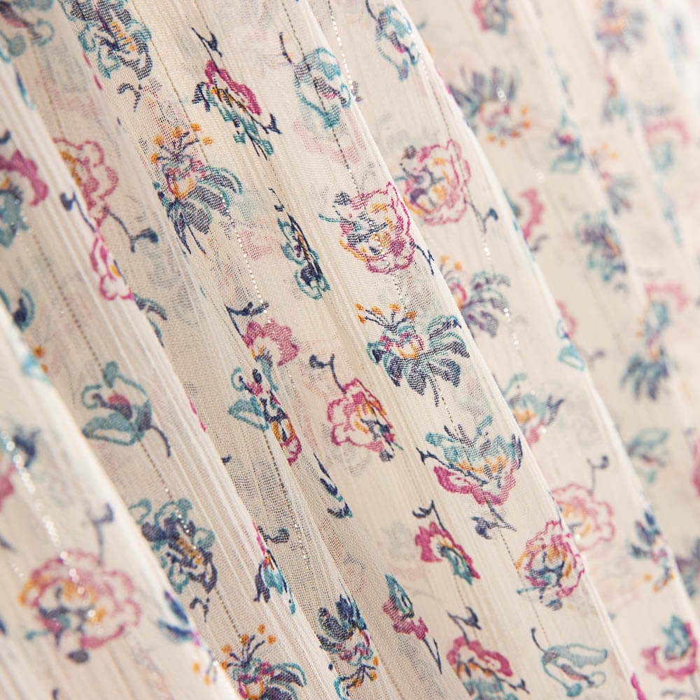 Bambula Gaze Lurex Floral Beige - Ribes y Casals