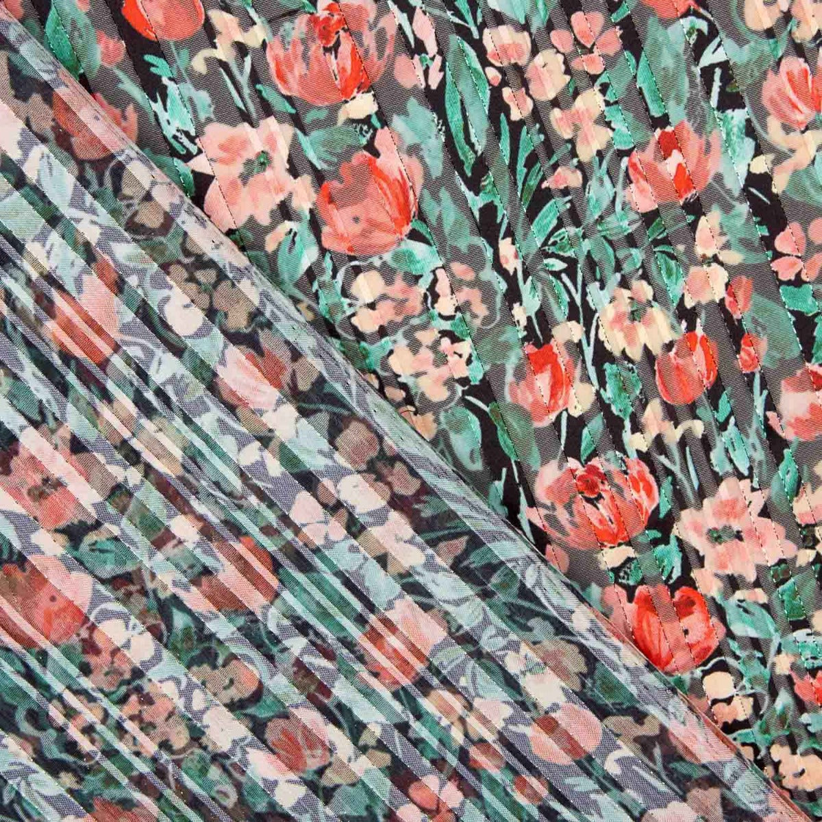 Floral gestreifte Lurex-Mullbinde - Ribes y Casals