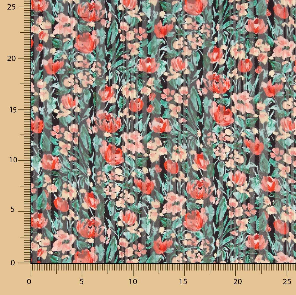 Floral gestreifte Lurex-Mullbinde - Ribes y Casals
