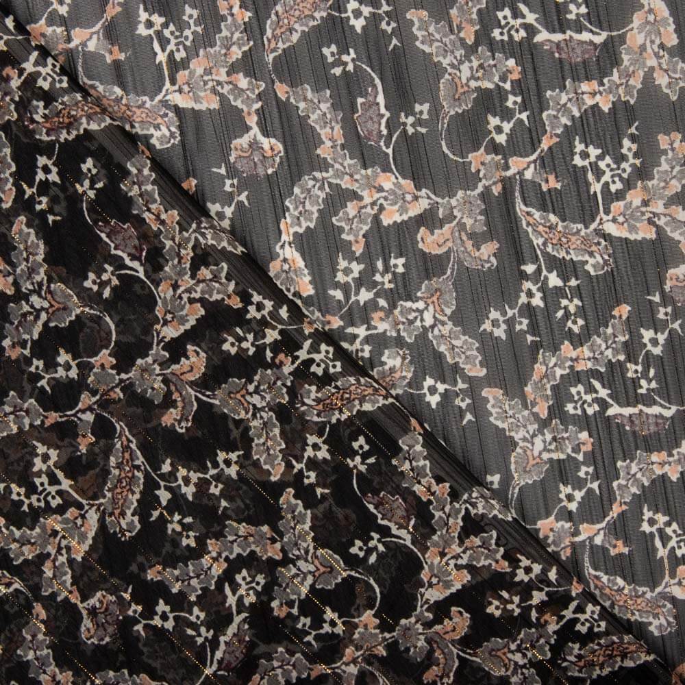 Gaze Lurex Floral Schwarz - Ribes y Casals