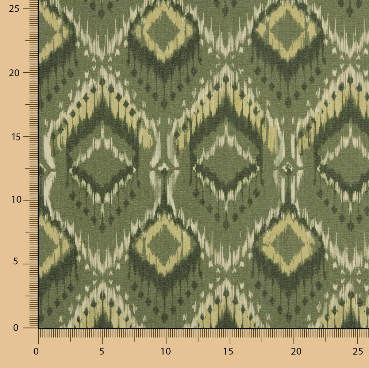 Ethnisch grün bedruckte Polyestergaze - verschiedene Größen x 140 cm breit - Ribes y Casals