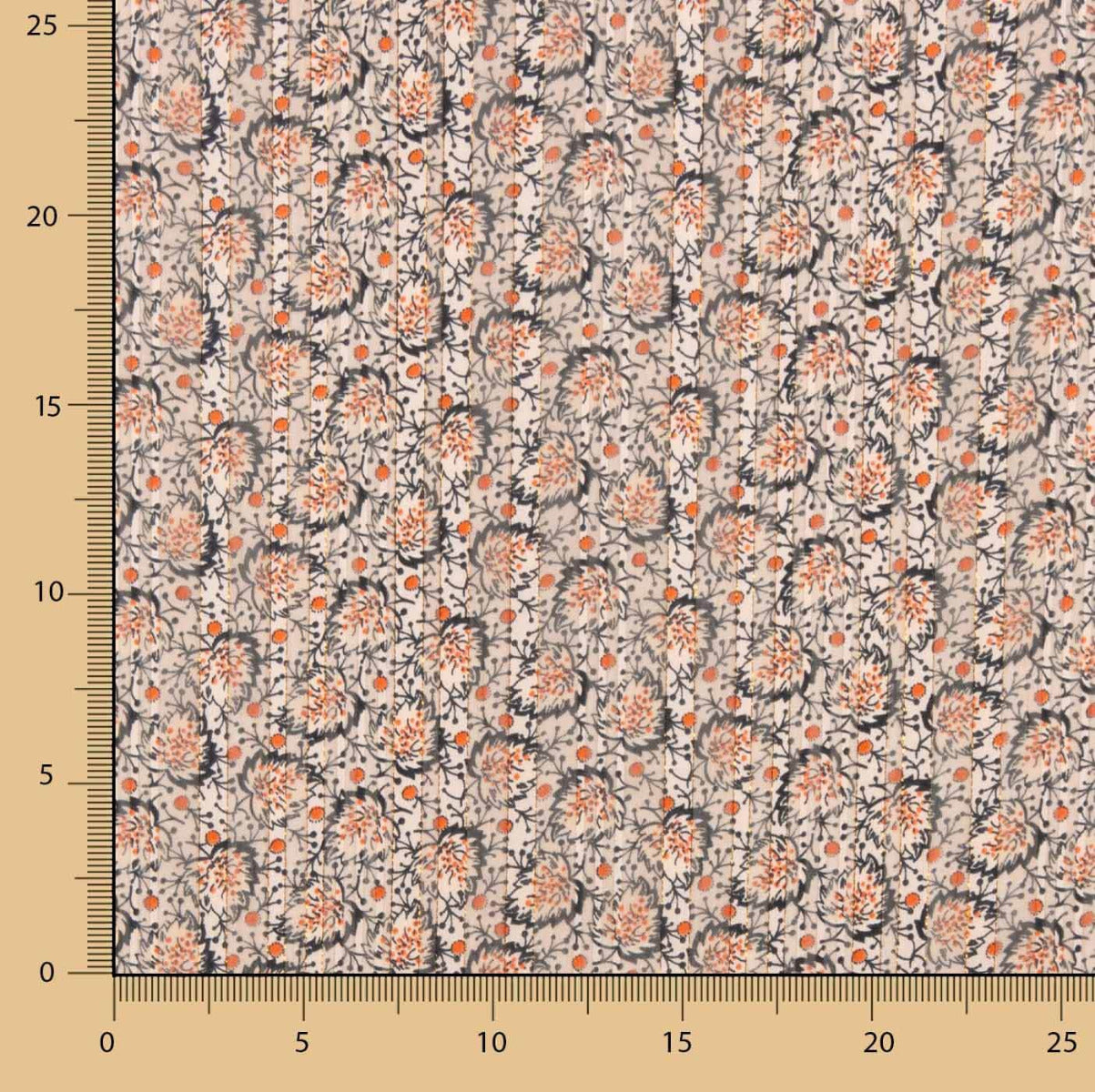Lurex-Satin-Gaze Beige-Blätter - Ribes y Casals