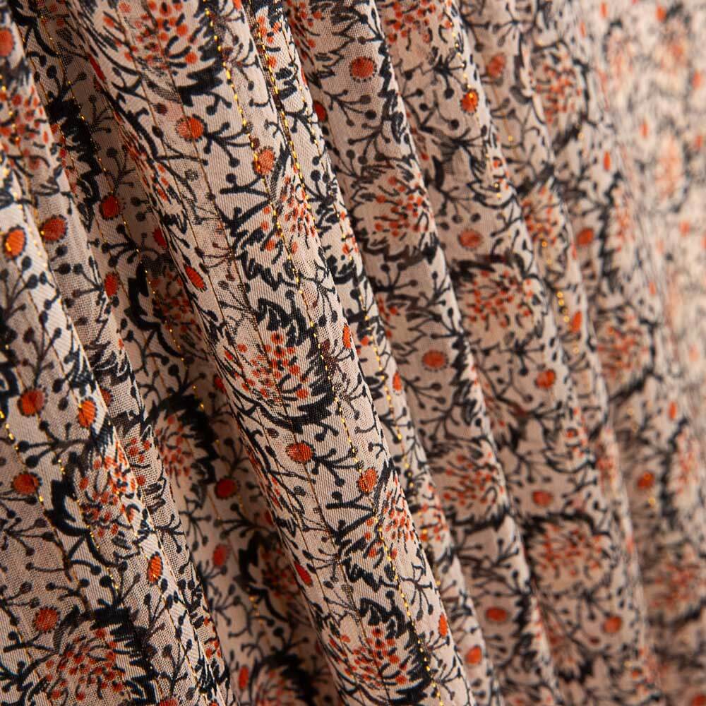 Lurex-Satin-Gaze Beige-Blätter - Ribes y Casals