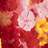 Roter Tüll „Jardín Carmesí“ mit 3D-Blumenmuster - Ribes y Casals