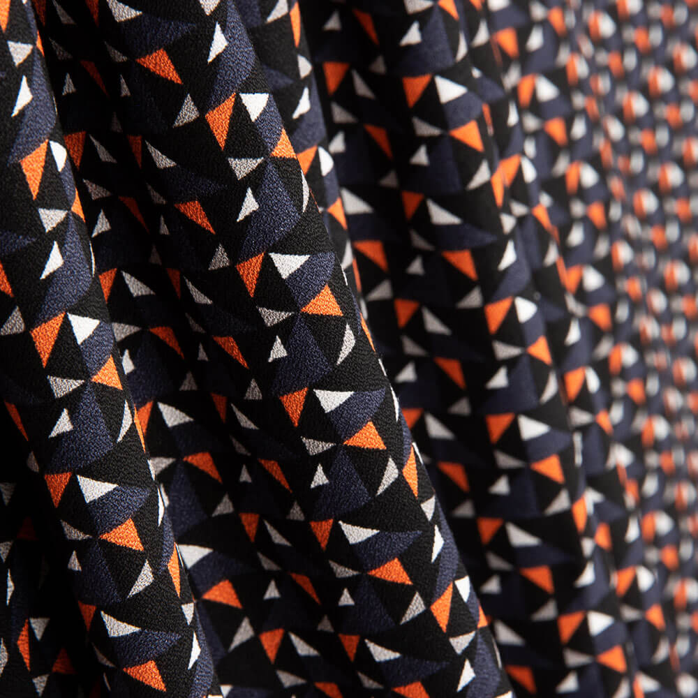 Bedruckter Viskose-Mini Geo Orange - Ribes y Casals