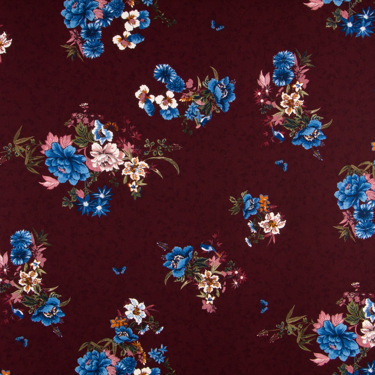 Georgette Floral Granat - Ribes y Casals