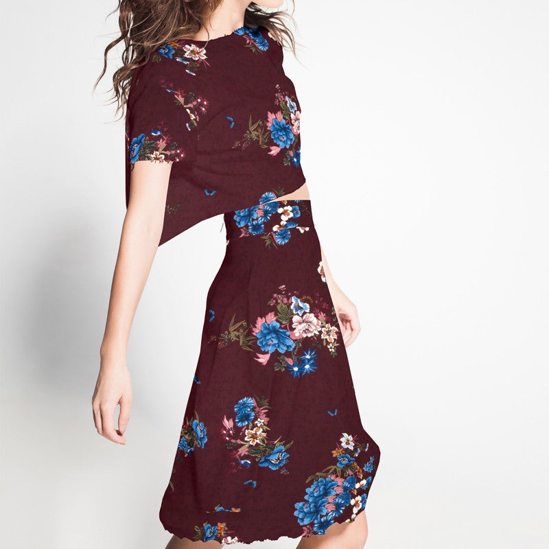Georgette Floral Granat - Ribes y Casals