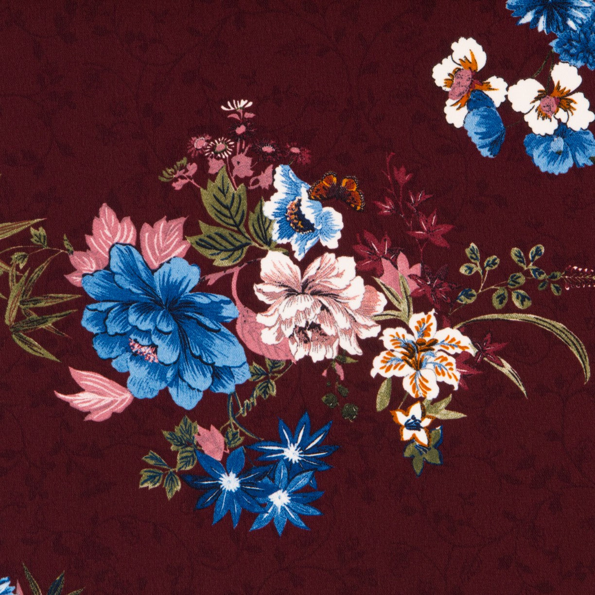 Georgette Floral Granat - Ribes y Casals