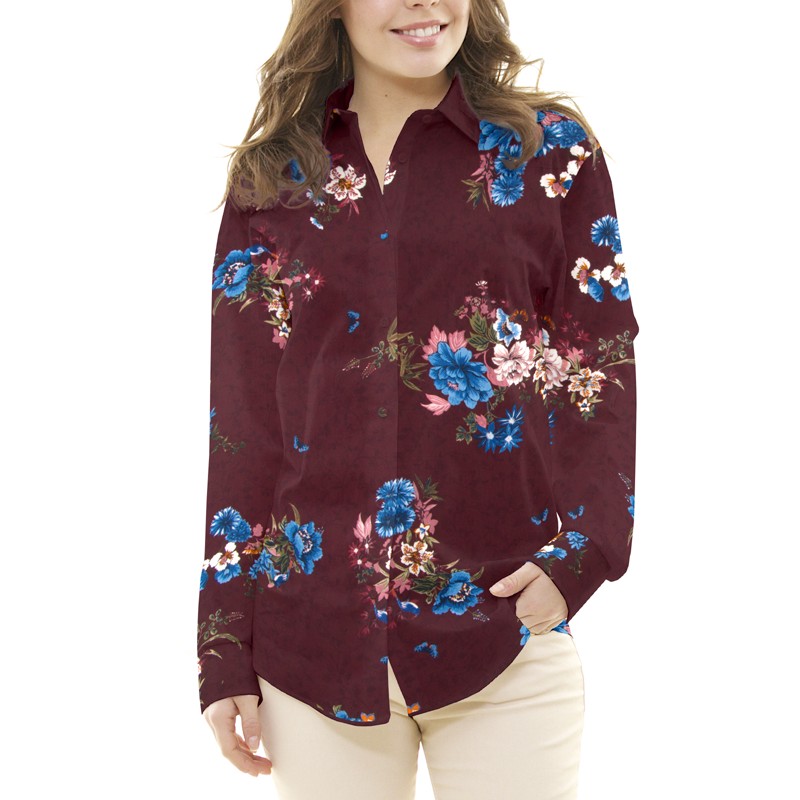Georgette Floral Granat - Ribes y Casals