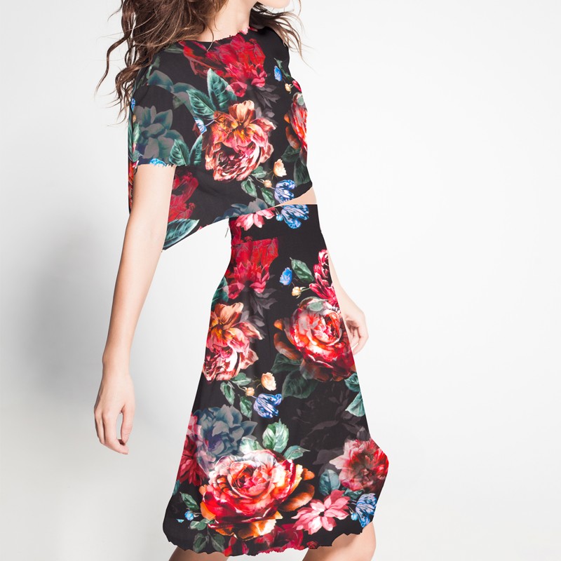 Georgette Floral Schwarz - Ribes y Casals