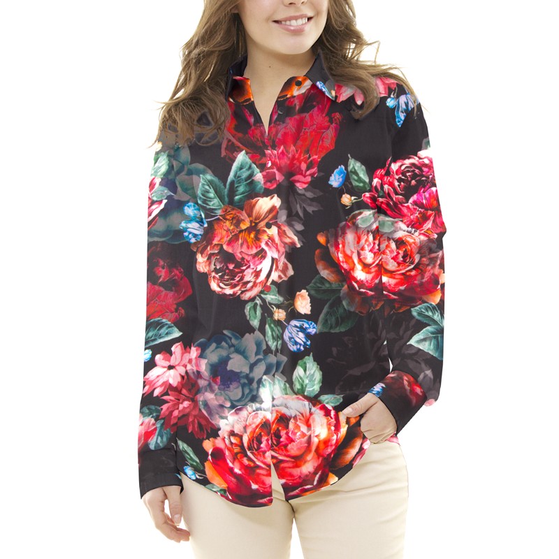 Georgette Floral Schwarz - Ribes y Casals