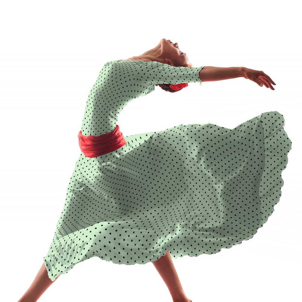 Georgette Polka Dots Grün 4mm - Ribes y Casals