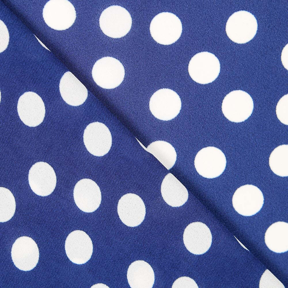 Georgette Polka Dots Blau - Ribes y Casals