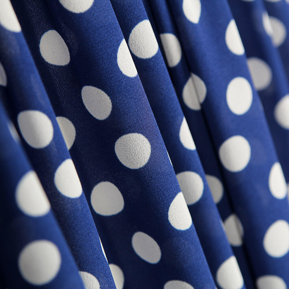 Georgette Polka Dots Blau - Ribes y Casals