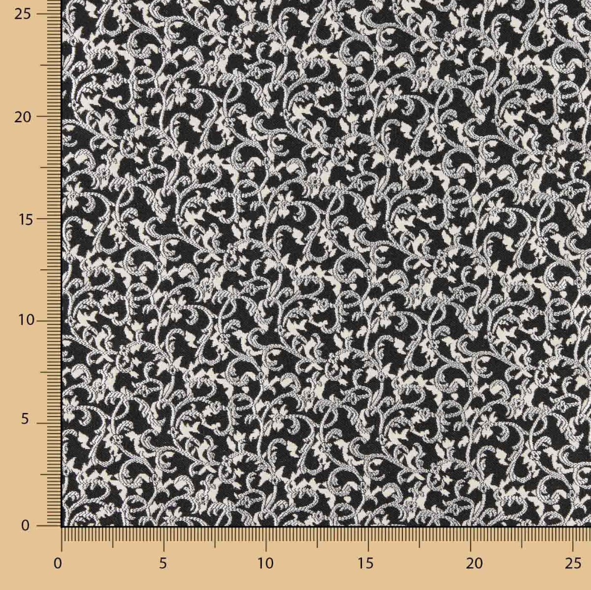 Damast Lurex Floral in Schwarz und Weiß - Ribes y Casals