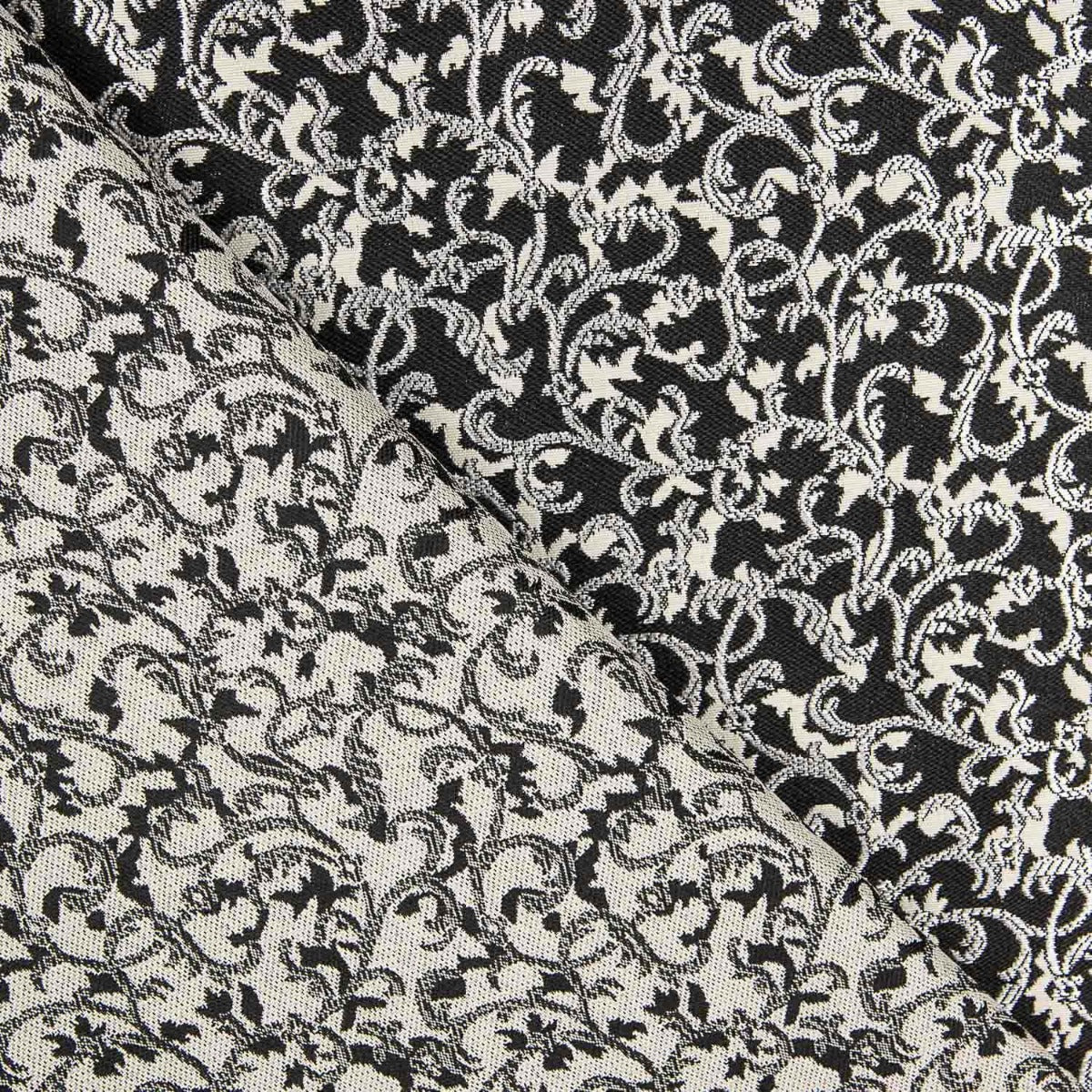 Damast Lurex Floral in Schwarz und Weiß - Ribes y Casals
