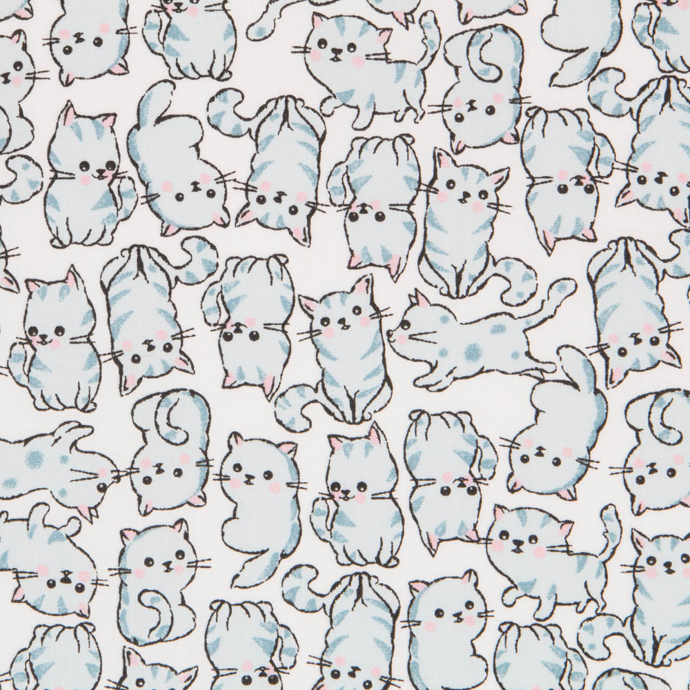 Bio-Popeline-Katzen Blau - Ribes y Casals