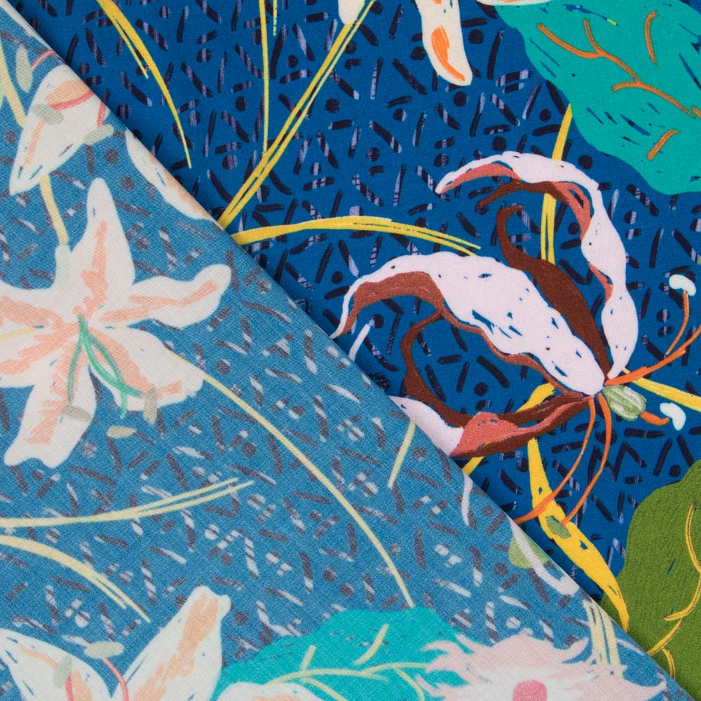 Viskose Tropisch Blau - Ribes y Casals