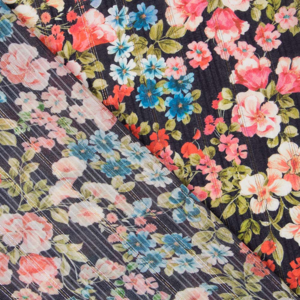 Viskose Lurex Cretonne Blau - Ribes y Casals