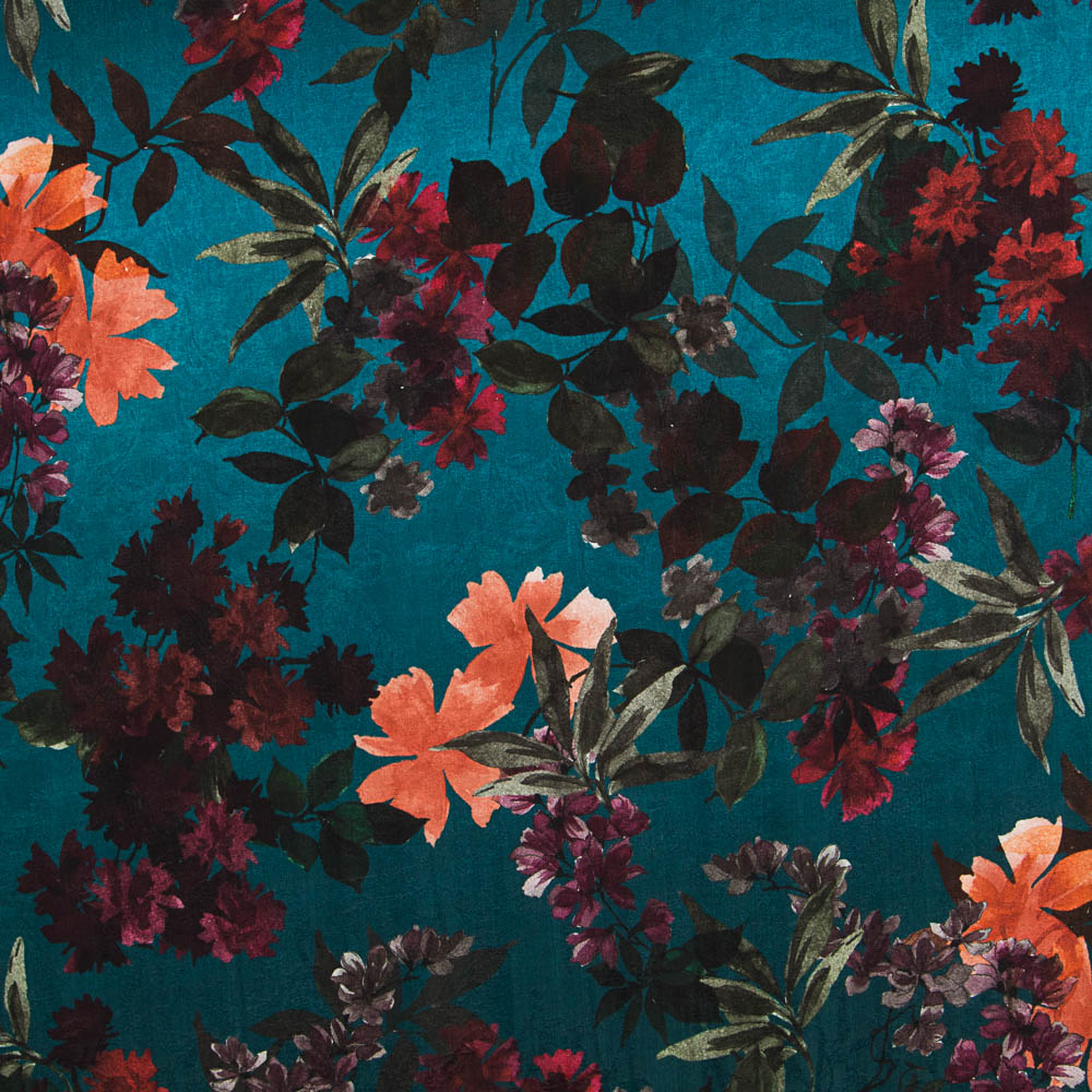 Satin Jacquard Blume Blau - Ribes y Casals