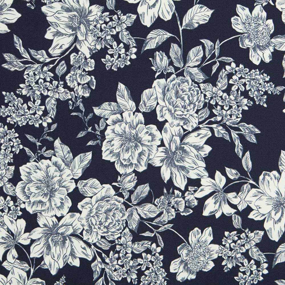 Baumwolle Elasthan Blume Marine - Ribes y Casals