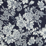 Baumwolle Elasthan Blume Marine - Ribes y Casals