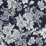 Baumwolle Elasthan Blume Marine - Ribes y Casals