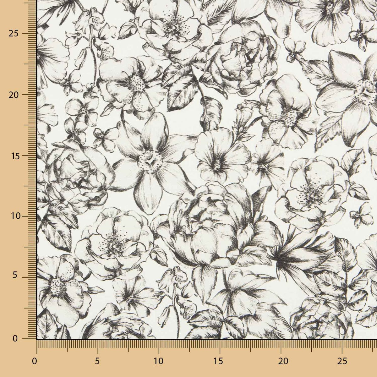 Baumwolle Elasthan Blume Ecru - Ribes y Casals