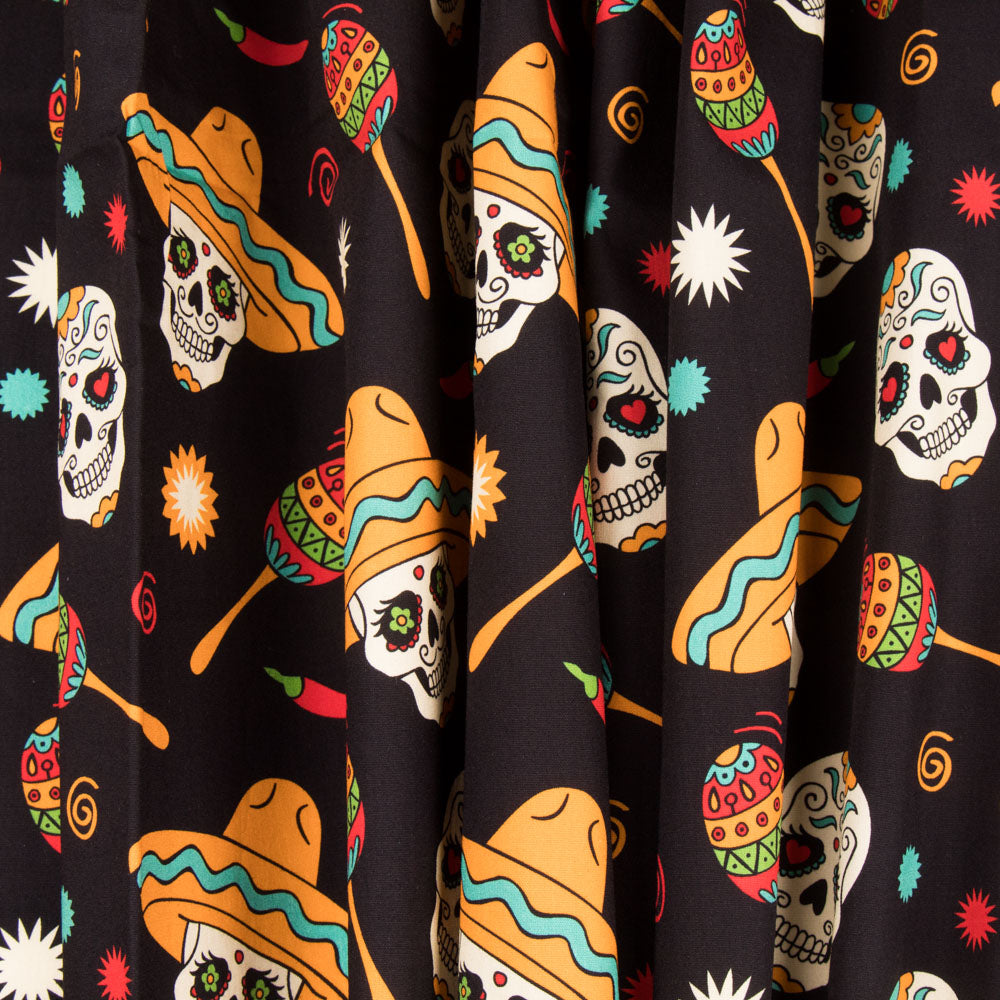 Catrina Party Baumwolle Schwarz - Ribes y Casals