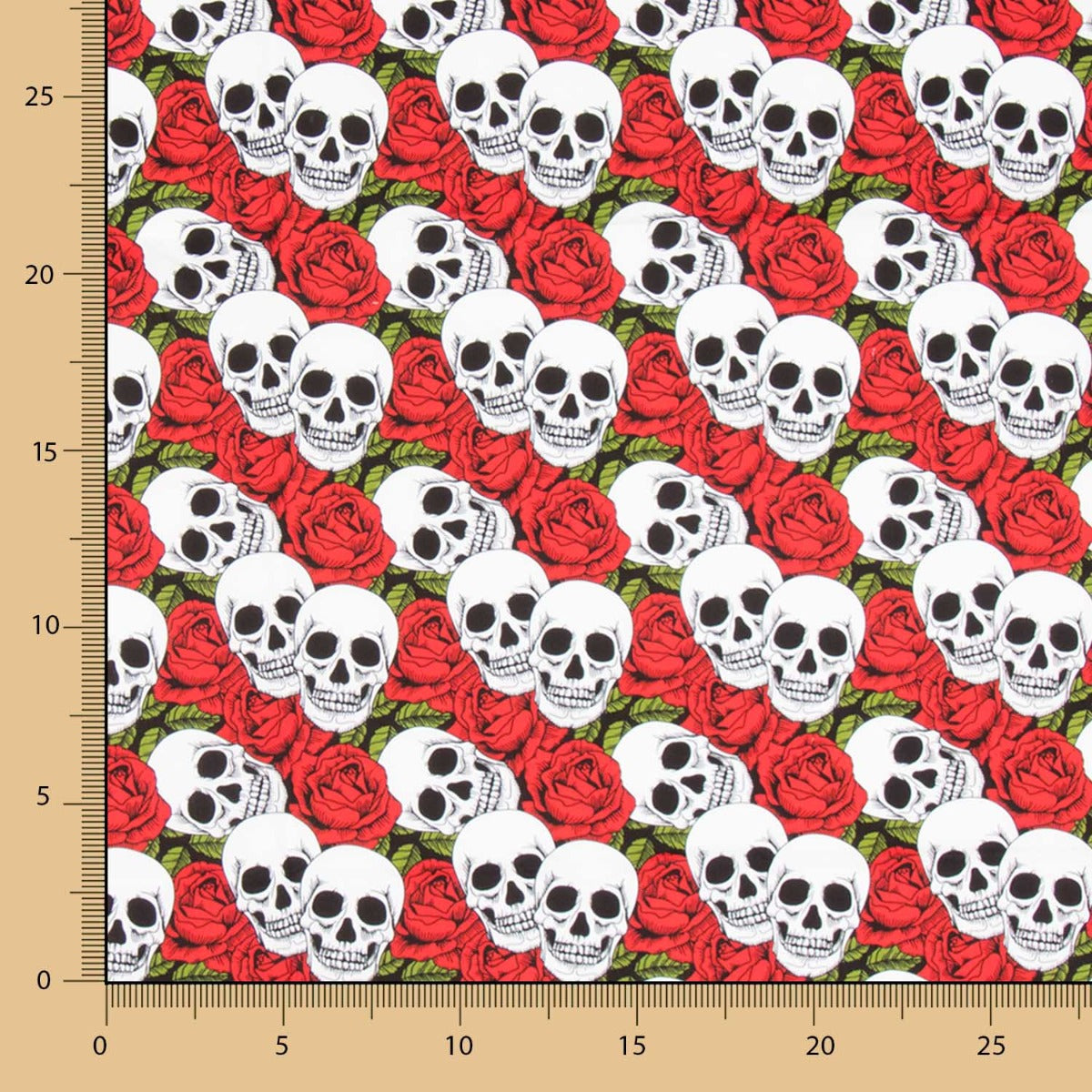 Totenköpfe aus Baumwolle und rote Rosen - Ribes y Casals