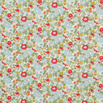 Popeline Blumen Blau Rot - Ribes y Casals