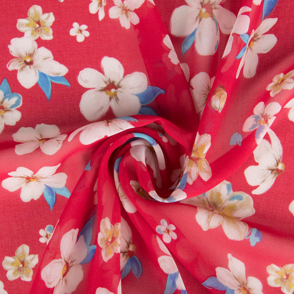 Polyester-Gaze Japanische Blume Rot - Ribes y Casals