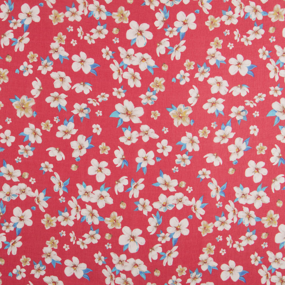 Polyester-Gaze Japanische Blume Rot - Ribes y Casals