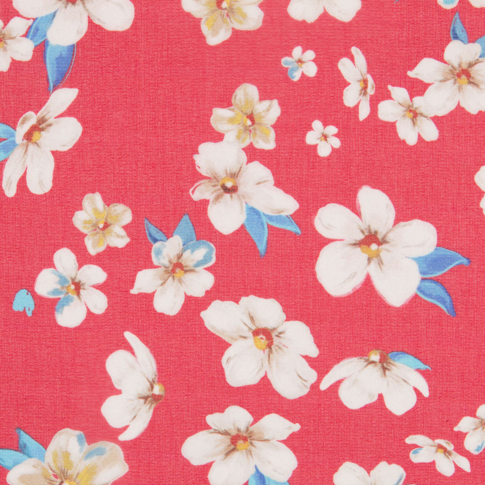 Polyester-Gaze Japanische Blume Rot - Ribes y Casals