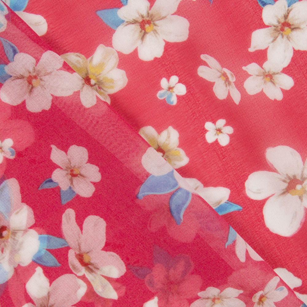 Polyester-Gaze Japanische Blume Rot - Ribes y Casals
