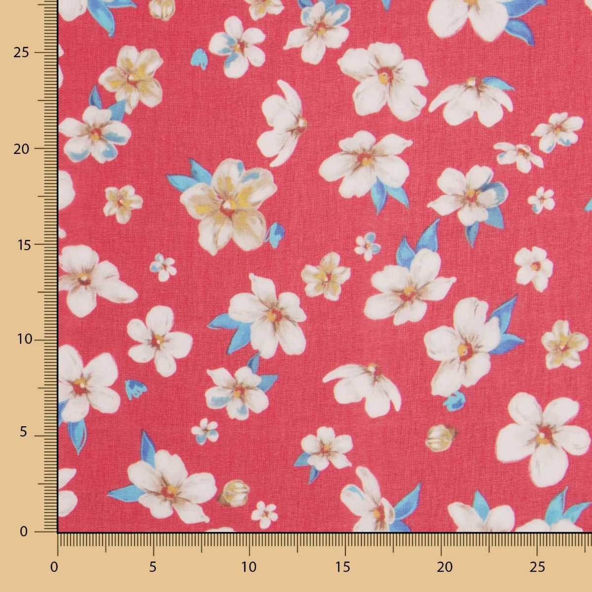 Polyester-Gaze Japanische Blume Rot - Ribes y Casals
