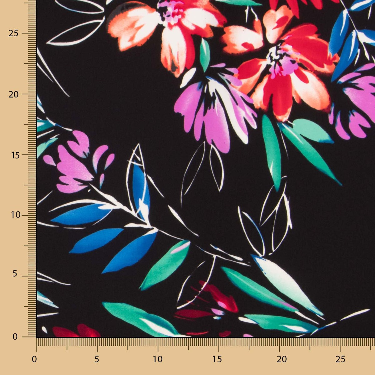 Krepp Polyester Pinselstriche Schwarz - Ribes y Casals