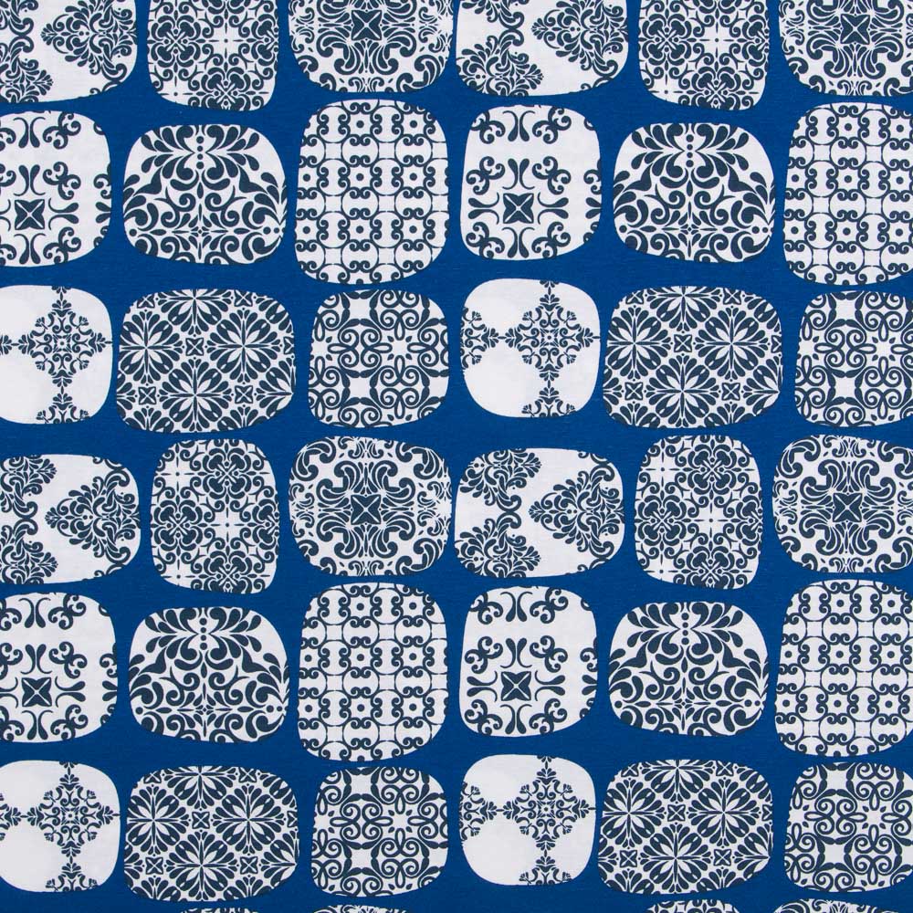 Blue Tile Plaid Bedrucktes Segeltuch - Ribes y Casals