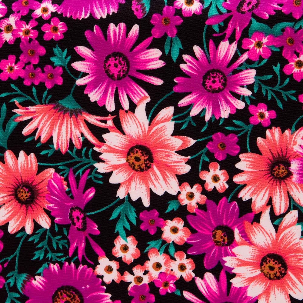 Polyester Krepp Gänseblümchen Fuchsia - Ribes y Casals