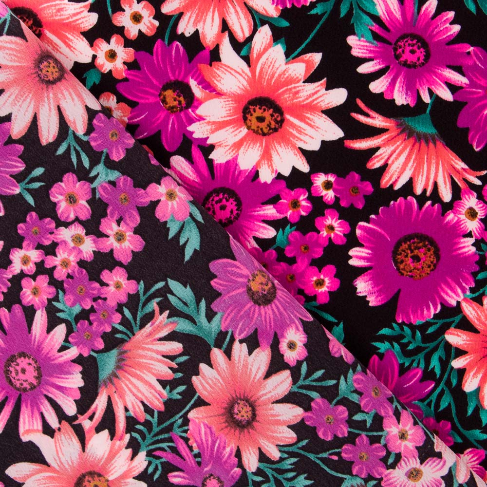 Polyester Krepp Gänseblümchen Fuchsia - Ribes y Casals