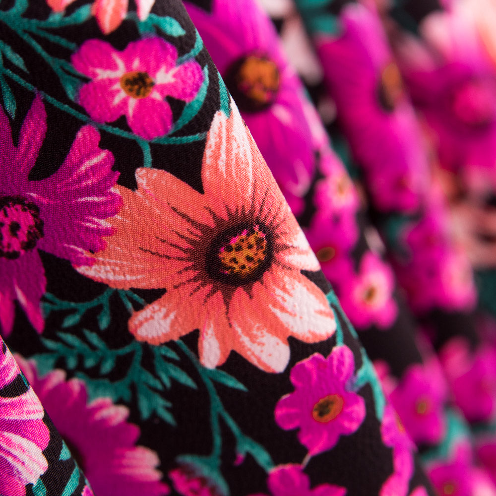 Polyester Krepp Gänseblümchen Fuchsia - Ribes y Casals