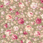 Cretonne Blumen Popeline Khaki - Ribes y Casals
