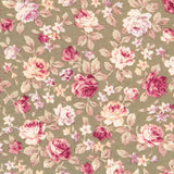 Cretonne Blumen Popeline Khaki - Ribes y Casals