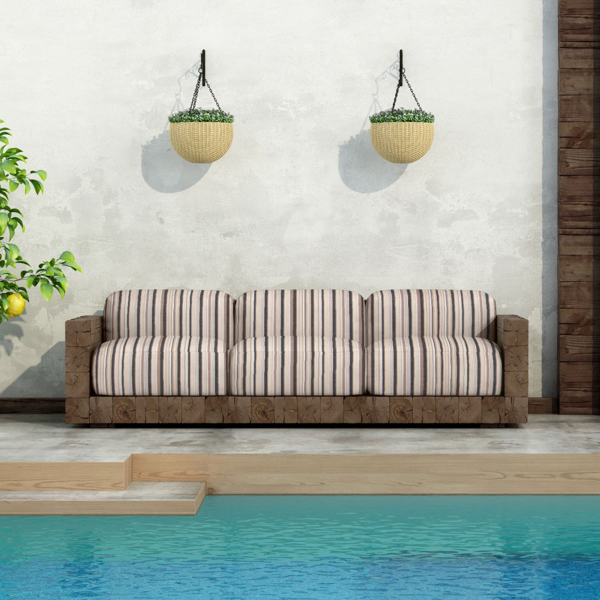 Reststück Outdoor-Segeltuch, schwarz, mehrfarbig gestreift – verschiedene Maße x Breite 160 cm - Ribes y Casals