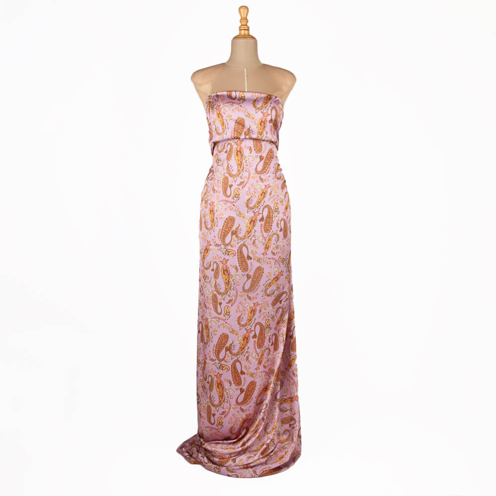 Mauve Athena Bedruckter Satin - Ribes y Casals