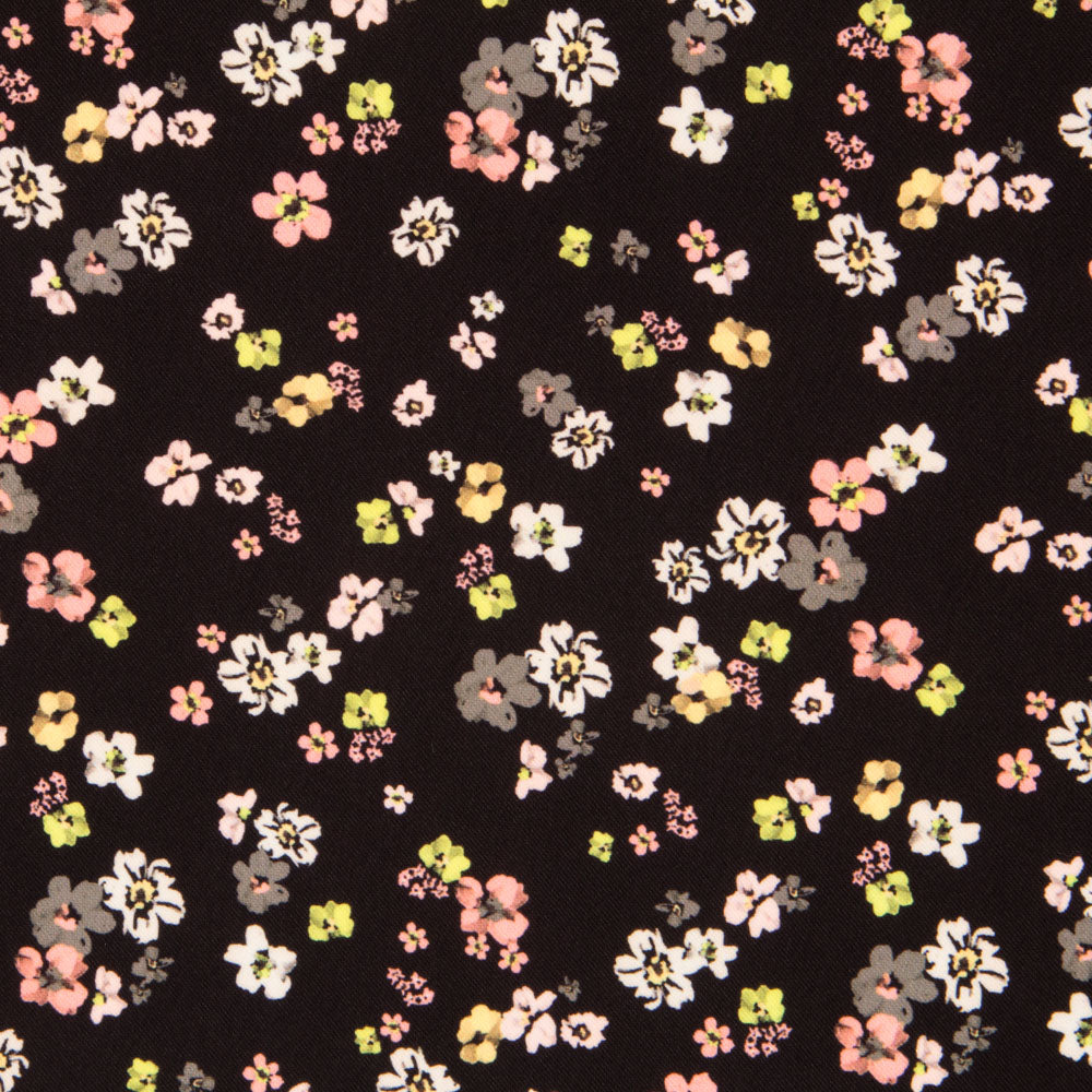 Flaches Spandex Schwarz Blumen - Ribes y Casals