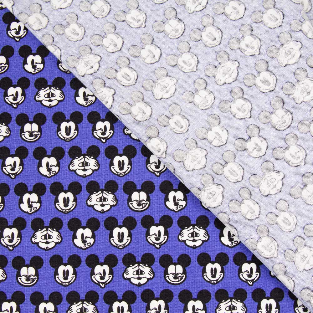 Baumwolle Mickey Face Blau - Ribes y Casals
